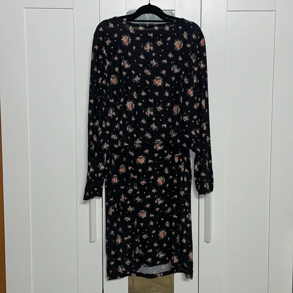 NWOT Ultra Flirt Midi Dress W/ Cardigan - Black Floral - Size 2X - Picture 3 of 7